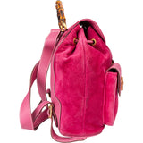 Gucci Pink Suede Bamboo Backpack