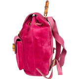 Gucci Pink Suede Bamboo Backpack