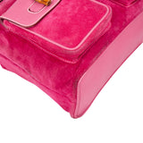 Gucci Pink Suede Bamboo Backpack