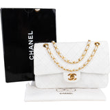 Chanel Quilted Lambskin 24K Gold Medium Double Flap Crossbody Bag