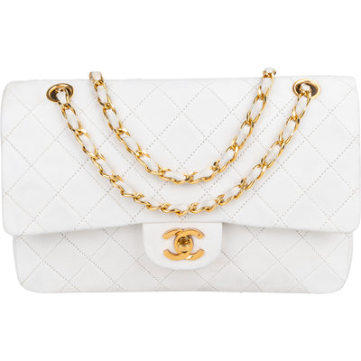 Chanel Quilted Lambskin 24K Gold Medium Double Flap Crossbody Bag
