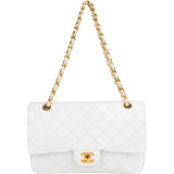 Chanel Quilted Lambskin 24K Gold Medium Double Flap Crossbody Bag