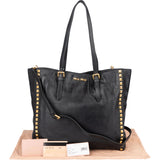 Miu Miu Black Leather Spikes Shoulder Bag