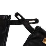 Hermès Black Leather Kelly Gloves