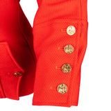 Chanel Rouge Cotton Gold Tone Button Jacket (DE32 / FR34)
