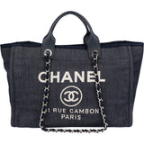 Chanel Bleu Cotton Deauville Handbag