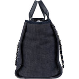 Chanel Bleu Cotton Deauville Handbag