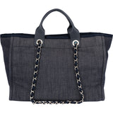 Chanel Bleu Cotton Deauville Handbag
