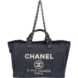 Chanel Bleu Cotton Deauville Handbag