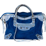 Balenciaga Limited Blue Fur City Handbag