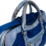 Balenciaga Limited Blue Fur City Handbag