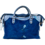 Balenciaga Limited Blue Fur City Handbag