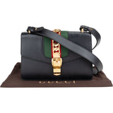 Gucci Black Leather Sylvie Shoulder Bag