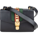 Gucci Black Leather Sylvie Shoulder Bag