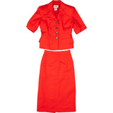Hermès Rouge Cotton Costume Summer Jacket Set (DE36 / FR38)