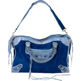 Balenciaga Limited Blue Fur City Handbag