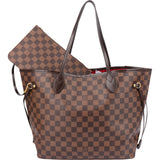 Louis Vuitton Damier Ebene Monogram Neverfull MM Shopper Handbag