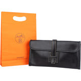 Hermès Black Leather Jige Clutch