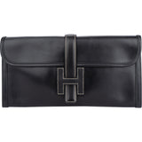 Hermès Black Leather Jige Clutch