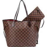 Louis Vuitton Damier Ebene Monogram Neverfull MM Shopper Handbag