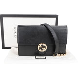 Gucci Black Leather Wallet On Chain Crossbody Bag