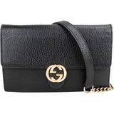 Gucci Black Leather Wallet On Chain Crossbody Bag