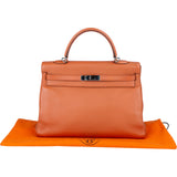 Hermès Orange Clemence Leather Kelly 35 Handbag
