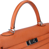 Hermès Orange Clemence Leather Kelly 35 Handbag