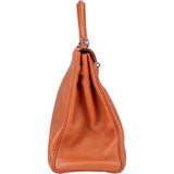 Hermès Orange Clemence Leather Kelly 35 Handbag