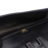 Hermès Black Leather Jige Clutch