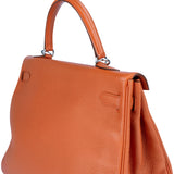 Hermès Orange Clemence Leather Kelly 35 Handbag