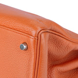 Hermès Orange Clemence Leather Kelly 35 Handbag