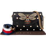 Gucci Black Leather Queen Margret Bee Crossbody Bag
