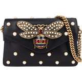Gucci Black Leather Queen Margret Bee Crossbody Bag
