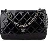 Chanel Quilted Patent Leather Wallet On Chain Crossbody Bag