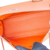 Hermès Orange Clemence Leather Kelly 35 Handbag
