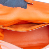 Hermès Orange Clemence Leather Kelly 35 Handbag