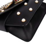 Gucci Black Leather Queen Margret Bee Crossbody Bag