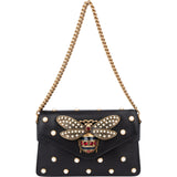 Gucci Black Leather Queen Margret Bee Crossbody Bag