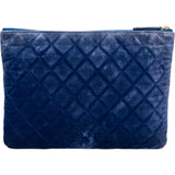 Chanel Bleu Quilted Velvet CC Clutch