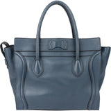 Celine Blue Leather Luggage Handbag