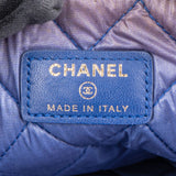 Chanel Bleu Quilted Velvet CC Clutch