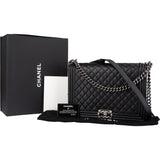 Chanel Quilted Lambskin Large Boy Single Flap Crossbody Bag