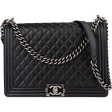 Chanel Quilted Lambskin Large Boy Single Flap Crossbody Bag