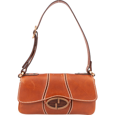Gucci Brown Leather GG Buckle Mini Shoulder Bag
