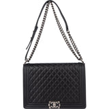 Chanel Quilted Lambskin Large Boy Single Flap Crossbody Bag