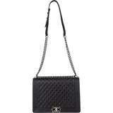Chanel Quilted Lambskin Large Boy Single Flap Crossbody Bag