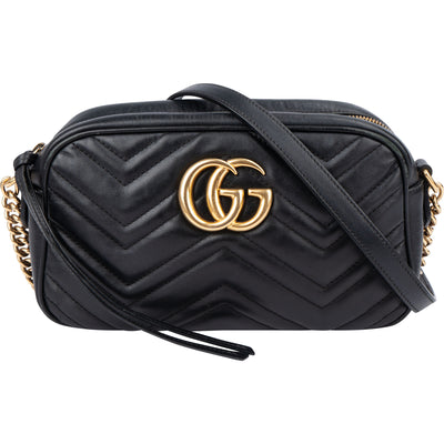Gucci Chevron Leather GG Marmont Crossbody Bag