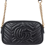 Gucci Chevron Leather GG Marmont Crossbody Bag