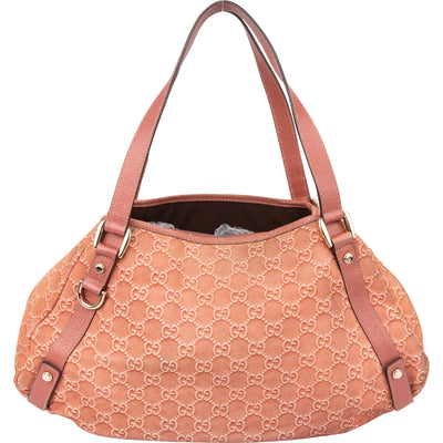 Gucci Pink Suede Monogram Abbey Handbag
